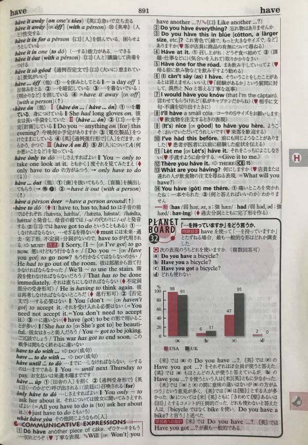 オーレックス英和辞典 紙面
