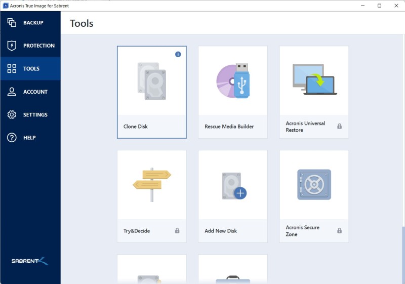 Acronis True Image for Sabrent Clone Disk