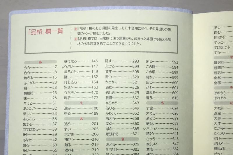 明鏡国語辞典 品格欄一覧 索引