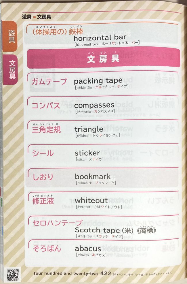 自由自在はじめての英語新辞典の紙面