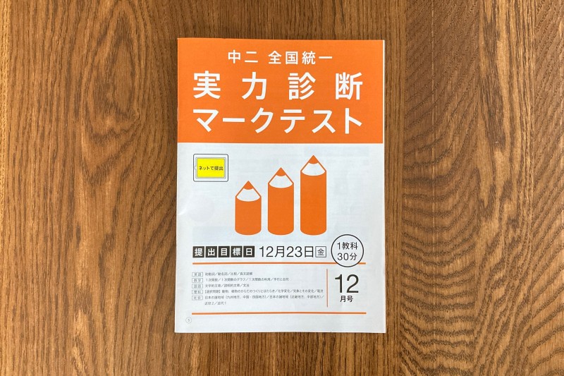 進研ゼミ中学講座の実力診断マークテストの冊子