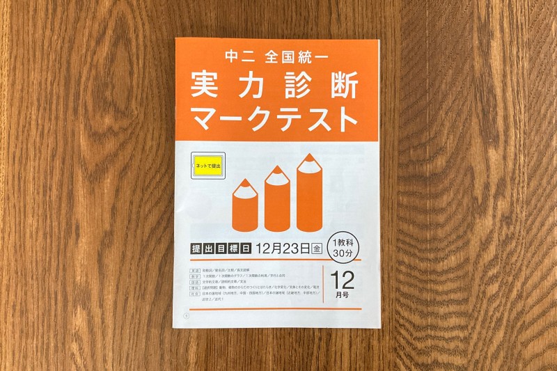 進研ゼミ中学講座の実力診断マークテストの冊子