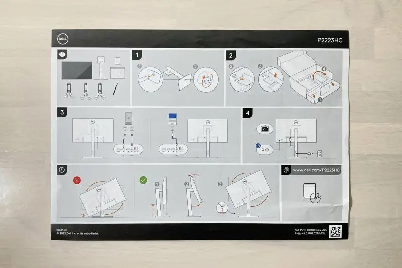 Dell P2223HCのクイックセットアップガイド