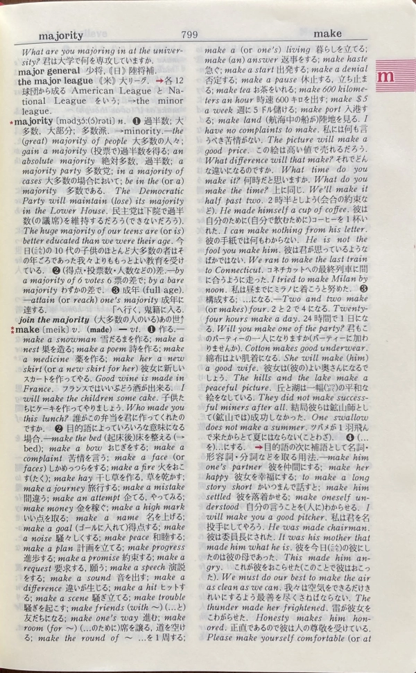 新クラウン英和辞典の紙面